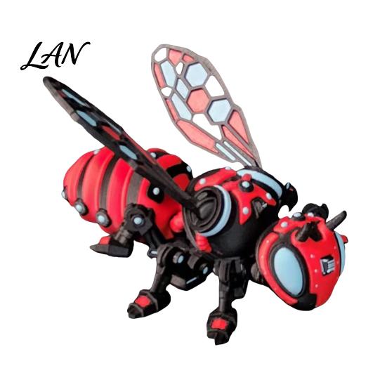 Futuristic Car Interior Ornament 3D Printed Articulated Bee Figurine, Flexible Joint Fidget Toy with Keychain, Mechanical Lightweight Art Statue