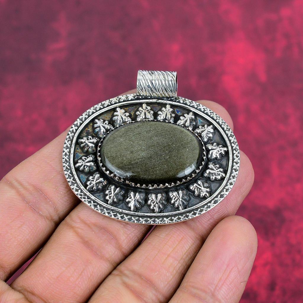 Подвеска из цельного серебра 925 пробы с золотым блеском и обсидианом, ювелирные изделия с подвеской из драгоценных камней ручной работы, подарки для жены, абсолютно новый кулон