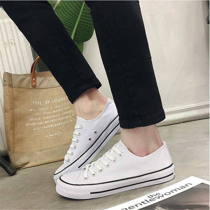 35-46 Canvas Men's Shoes Denim Lace-up Casual Men's Shoes Breathable Women's Flat Canvas Shoes
