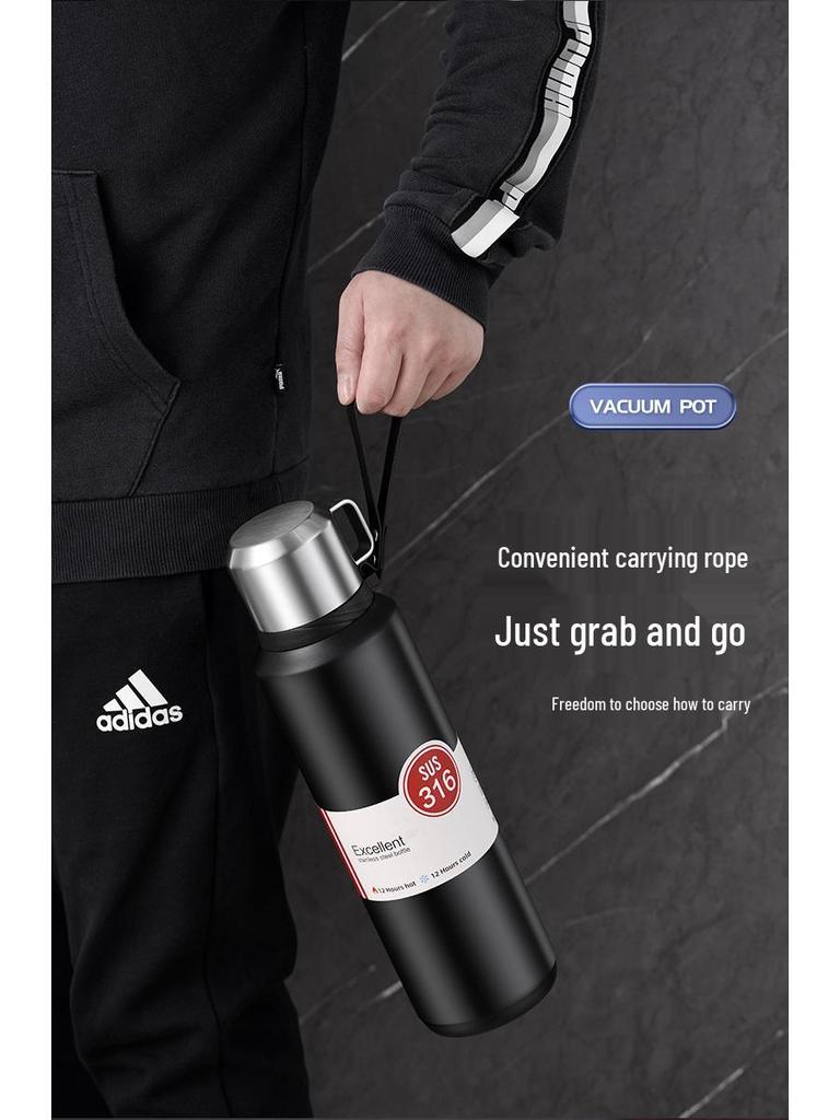 Термобутылка из нержавеющей стали 316 большой вместимости с разделением чая и воды для мужчин и женщин - Идеально подходит для путешествий на автомобиле и занятий спортом