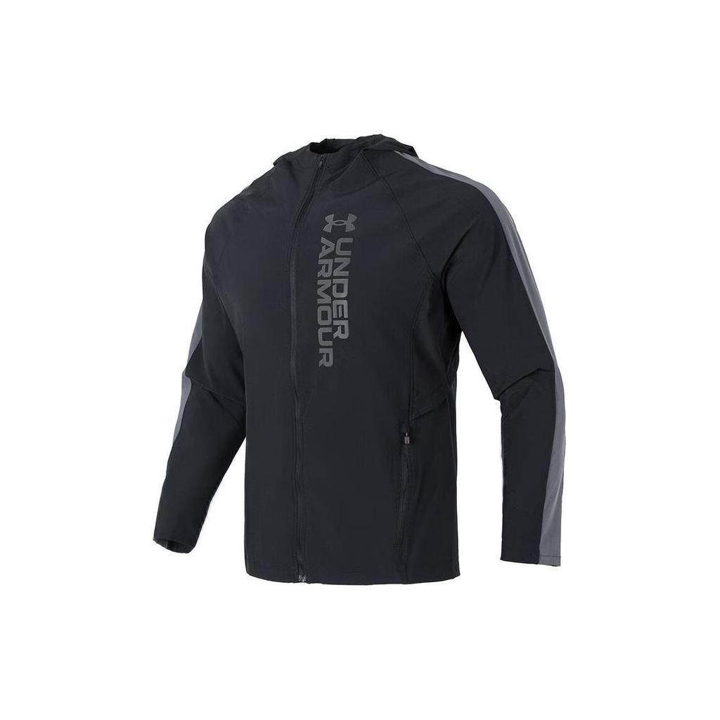 Under Armour Letter Print Fitness Training Hoodie Jacket Men Black 1377486-002