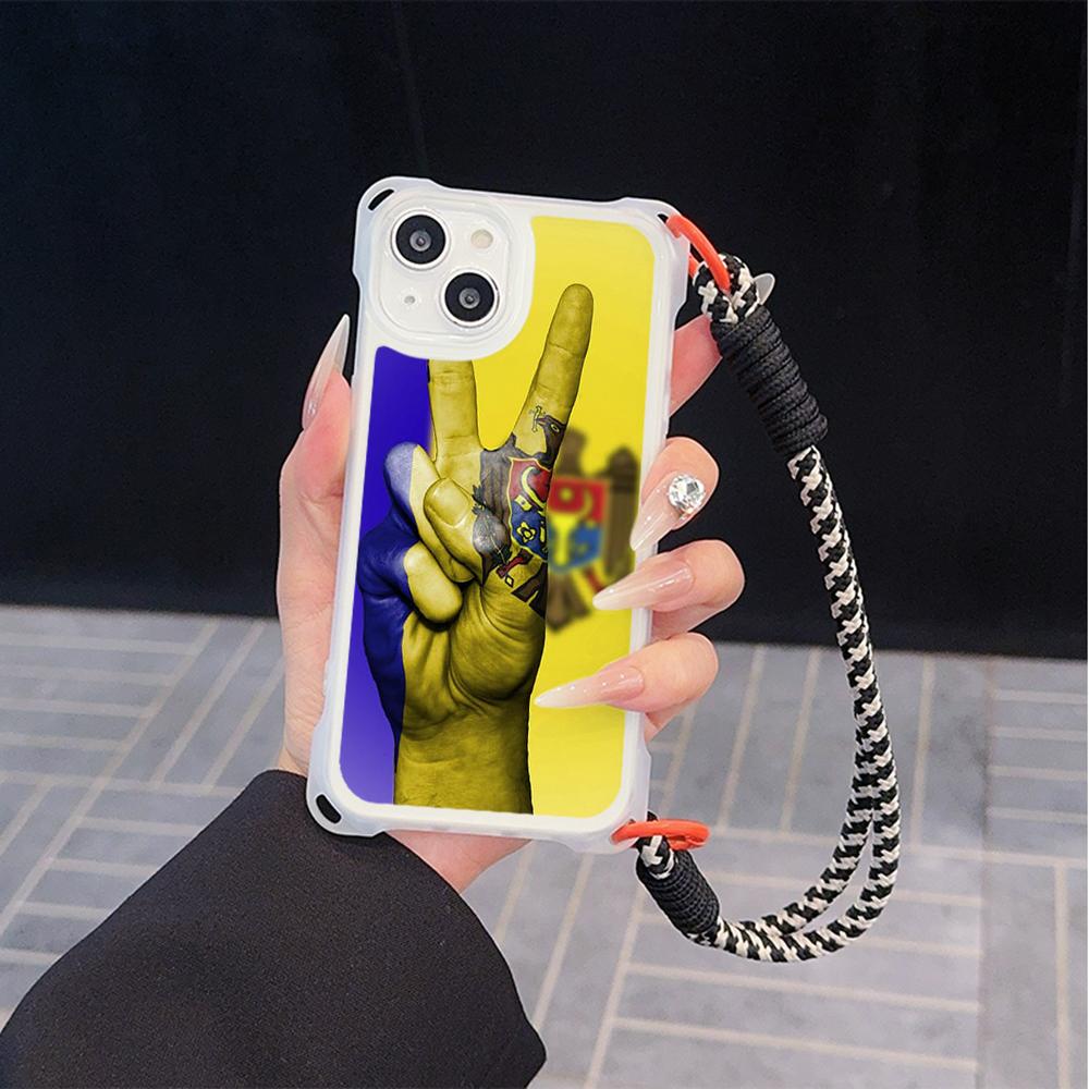 Мягкие чехлы для телефонов Ae94 с флагом Республики Молдова для iPhone 16 15 14 13 12 11 Pro Max 8 Plus XR XS с ремешком на запястье, защитным шнурком для углов, задней крышкой