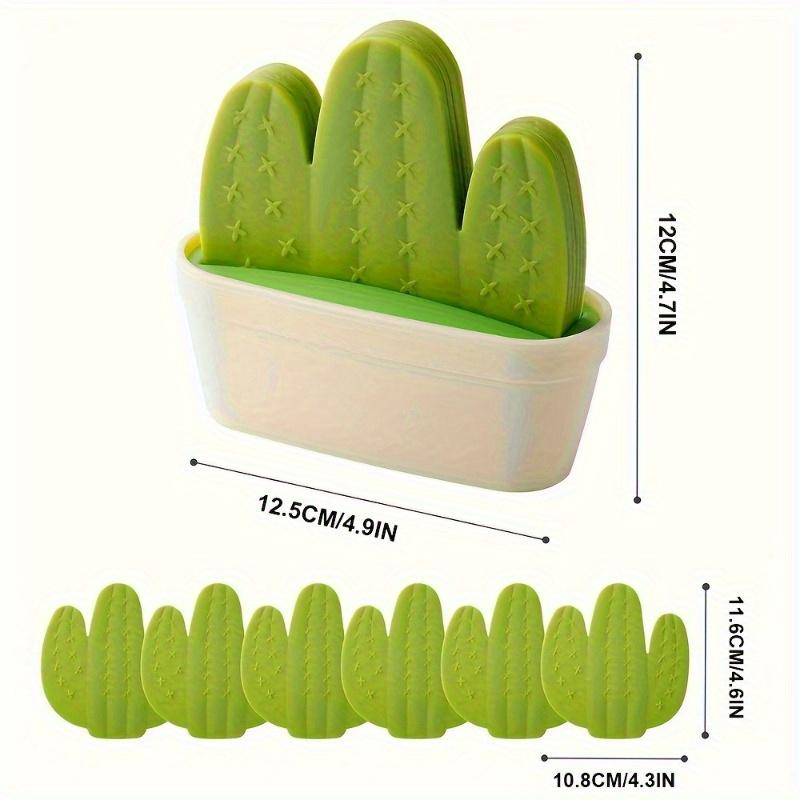 1 шт. Зеленая пластиковая подставка в форме кактуса с мини-плантатором, Теплоизоляция, Противоскользящая, Креативная для офиса, Аксессуар для домашнего декора