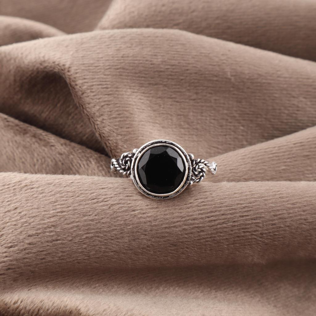 Dainty Black Onyx 925 Solid Sterling Silver Ring , Handmade Balancing Gemstone Jewelry Ring For Memorial Day