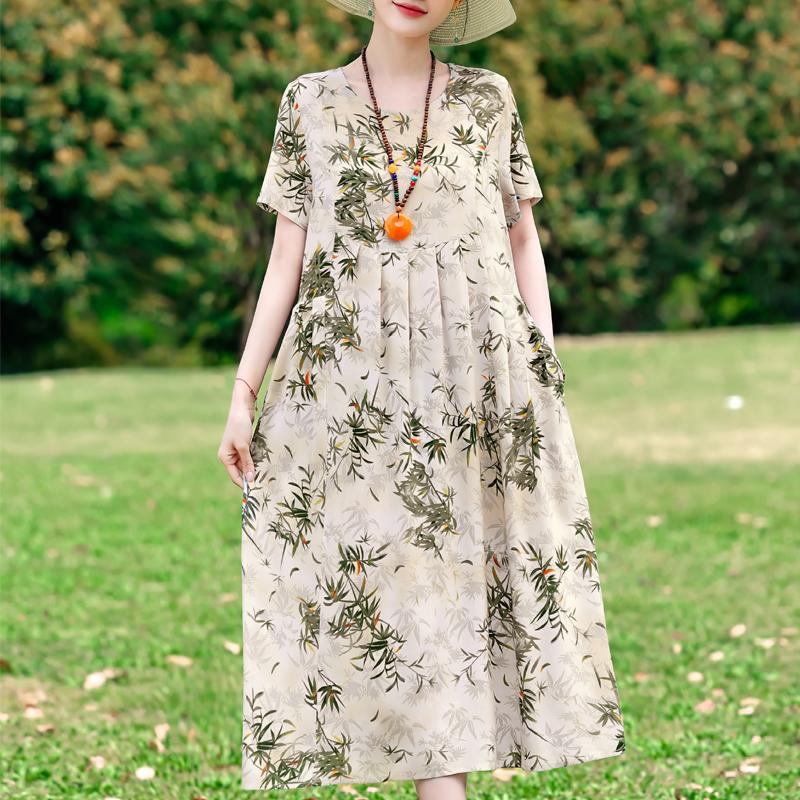 Летние повседневные женские платья винтажная одежда больших размеров с коротким рукавом элегантное длинное платье