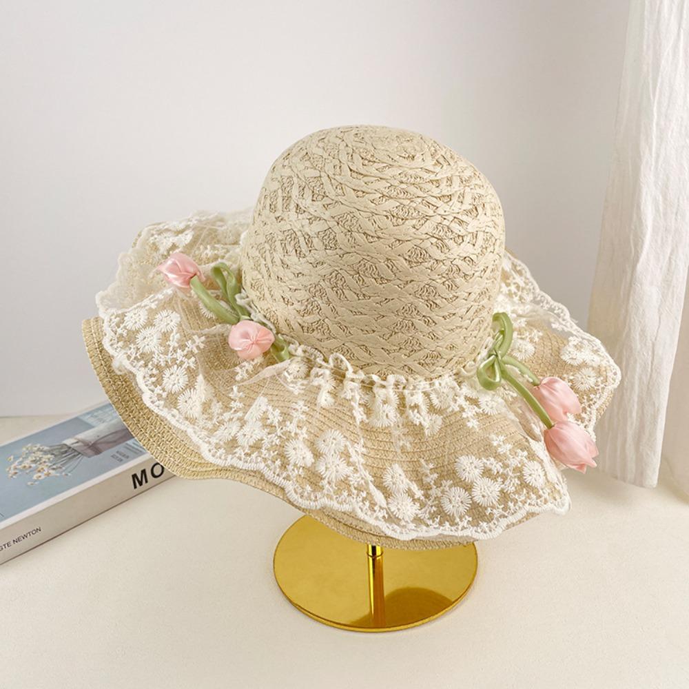 Wide Brim Straw Hat Tulip Sunscreen Hat Fashion Sunshade Hat Summer