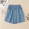 Женские повседневные свободные летние короткие брюки с эластичной резинкой на талии