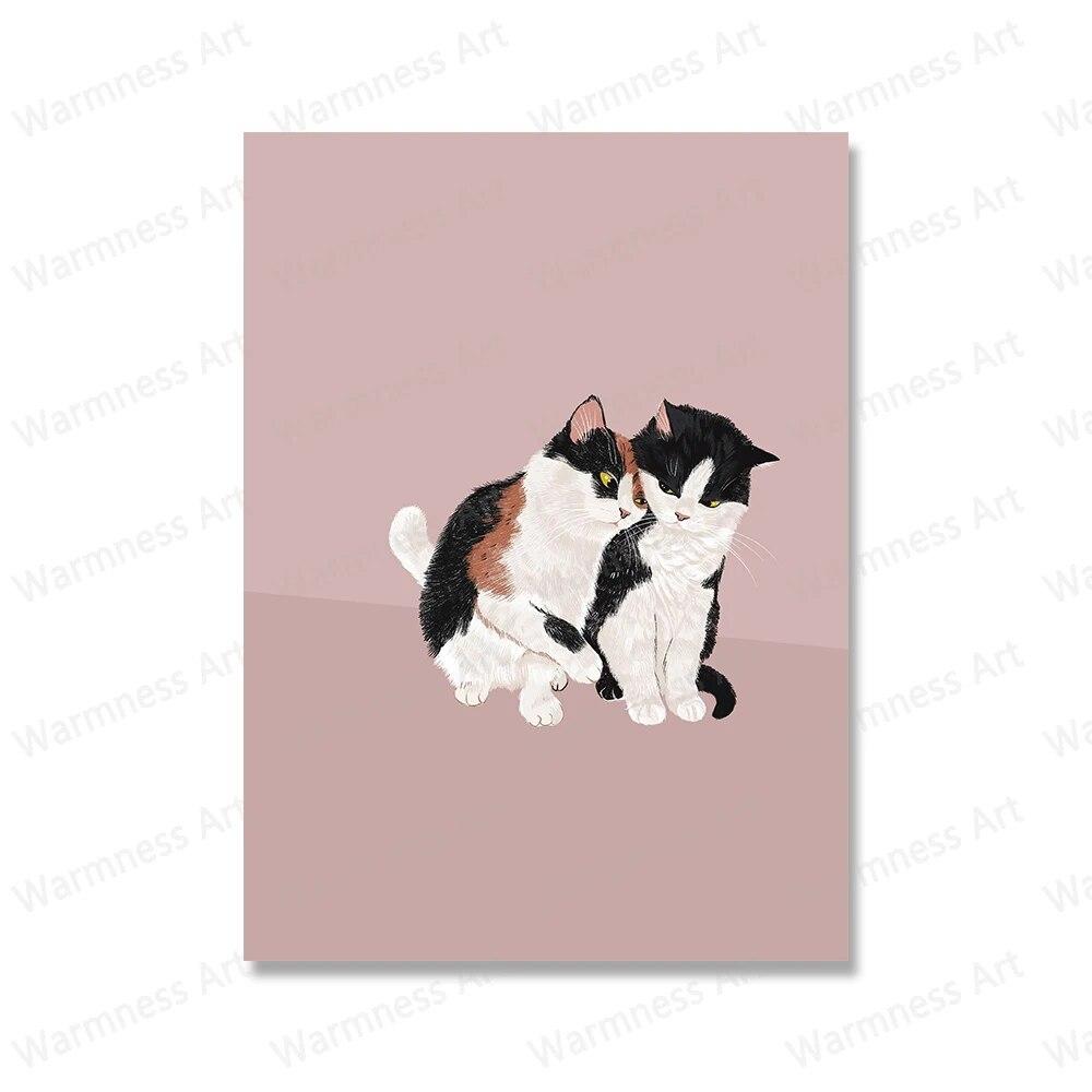 Современный кот пить вино пицца плакат настенная живопись забавные животные холст печать плакат скандинавские настенные художественные фотографии для декора гостиной без рамки