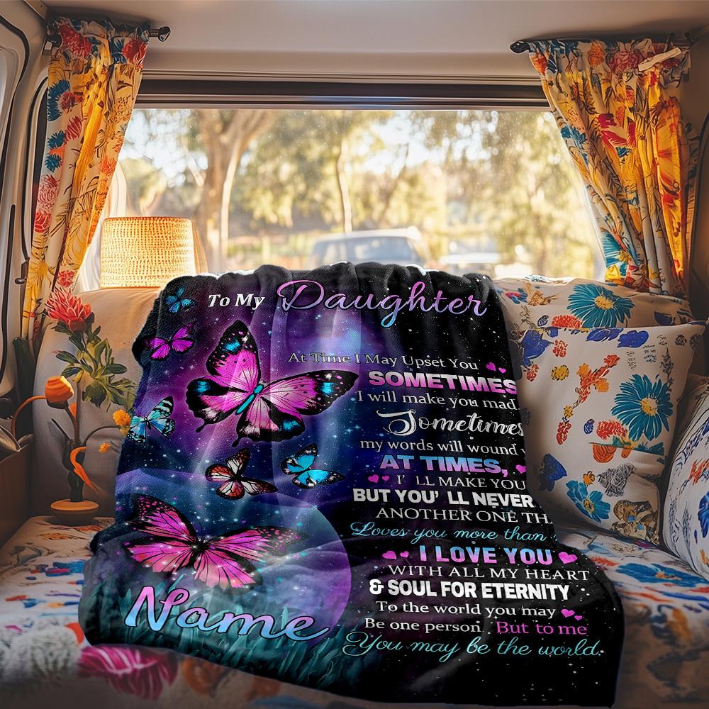 Butterfly Moon Customize Your Name Rv Blanket Comfortable Soft Lightweight Multiseasonal Blanket For Travel Camping Picnics Sofas Rvs Beds Living
