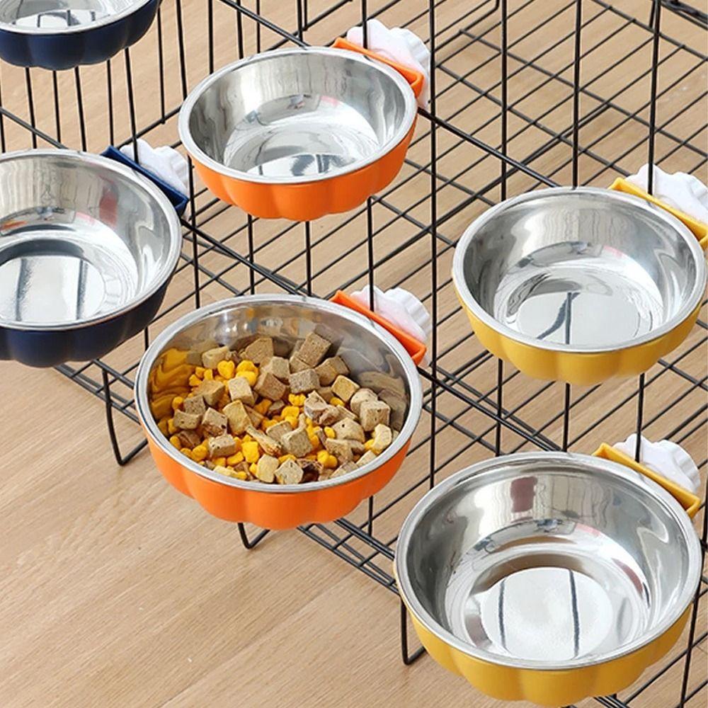 Stainless Steel Pet Cage Bowl Hanging Design Pet Food Basin Detachable Pet Feeding Bowl Cat Dog