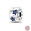 Round 925 Copper Clasp Pave Clip Charms Blue Star Moon Butterfly Slide Safety Chains Spacer Beads Fits Original Bracelet Zircon