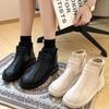 Модные шерстяные ботильоны для женщин осень-зима новые модные женские короткие ботинки с мягкой подошвой и плюшевой женской обувью челси