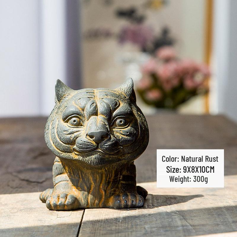 Handmade Antique-Style Chinese Zodiac Tiger Ornament for Home or Office Decor
