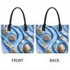  Dreamy Blue Star Print Tote Bag Casual Large Capacity Shoulder Handbag for Daily Use