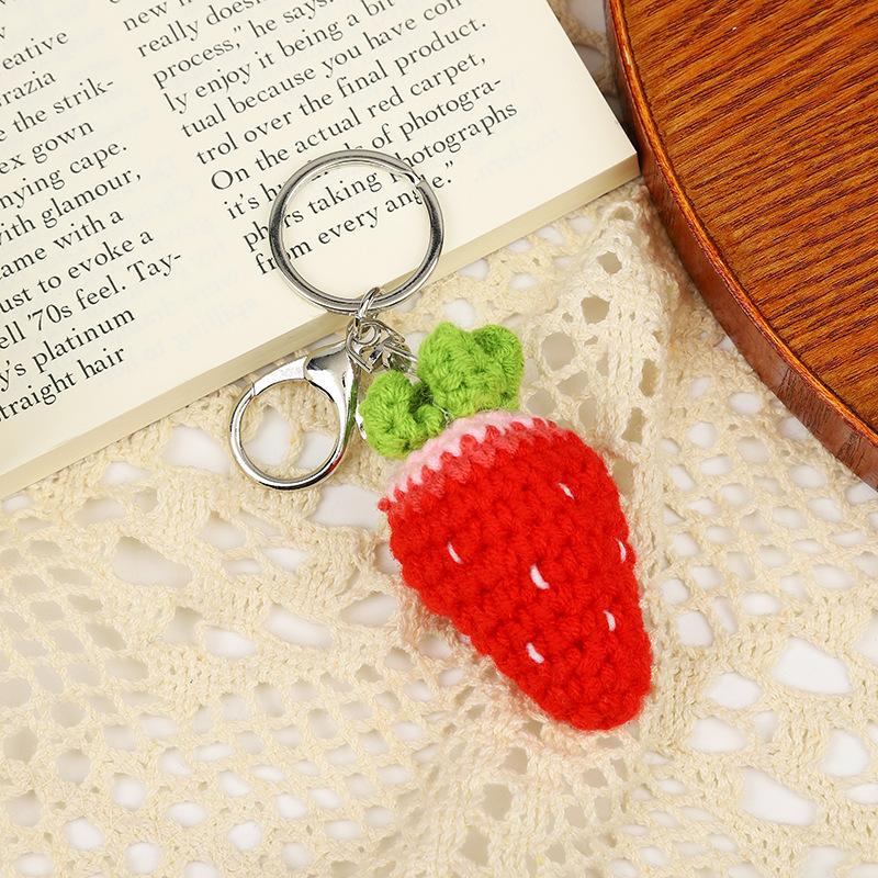 Artificial Crocheted Fruit Keychains Decorative Bags Pendants Gift Accessories