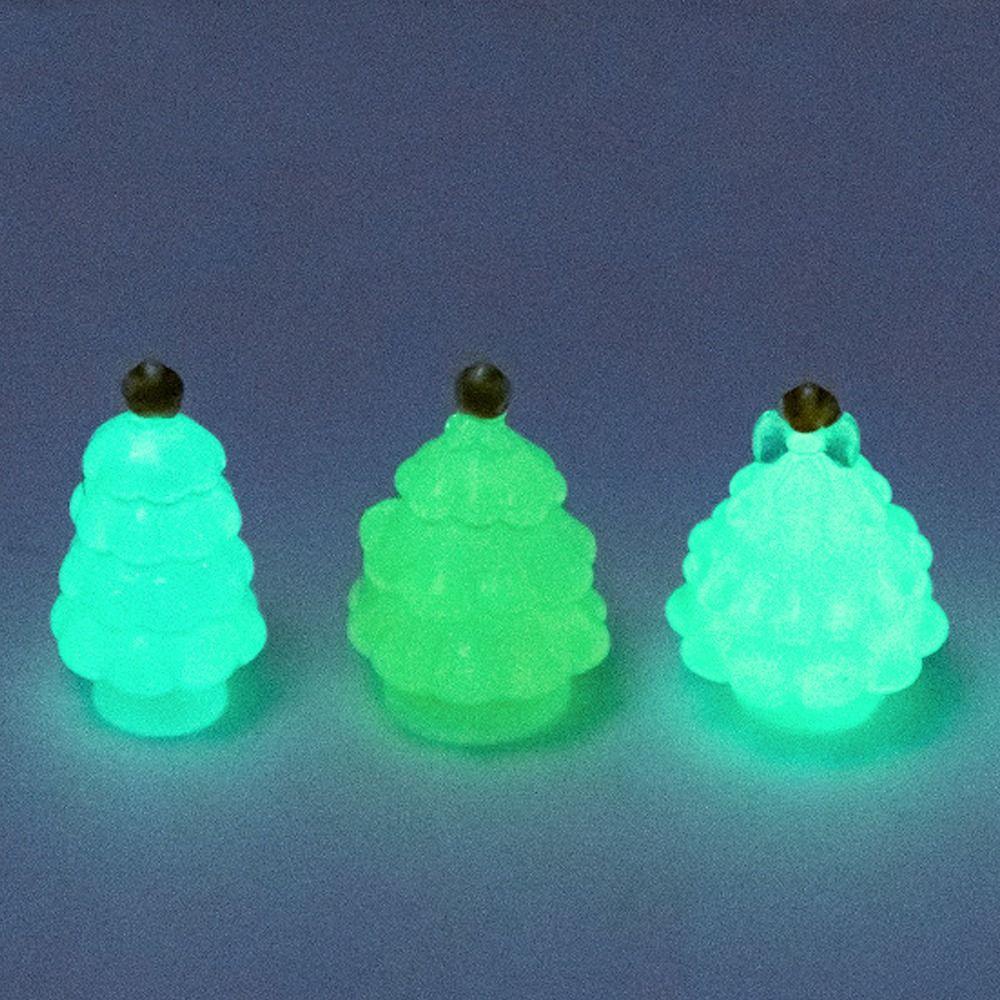 10pcs Cute Luminous Christmas Tree Figurines Merry Christmas Decoration  Car Accessories