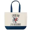 Sac shopping - PLANETEE - J'peux pas Taekwondo - fond bleu - coton 40x45 cm - grand format