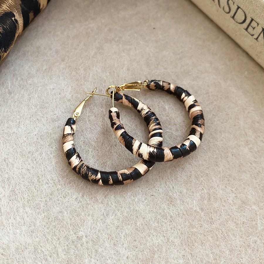 Серьги-пусеты Silver Needle Leopard Resin Geo Round, в стиле ретро Myer, нишевый дизайн для женщин