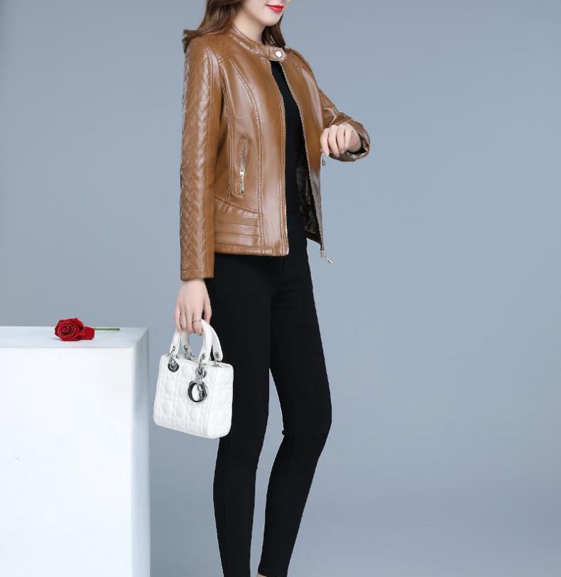 Кожаная куртка женская, весенне-осенняя, новая короткая тонкая искусственная кожа, мото пальто, корейское модное темпераментное повседневное пальто, одежда