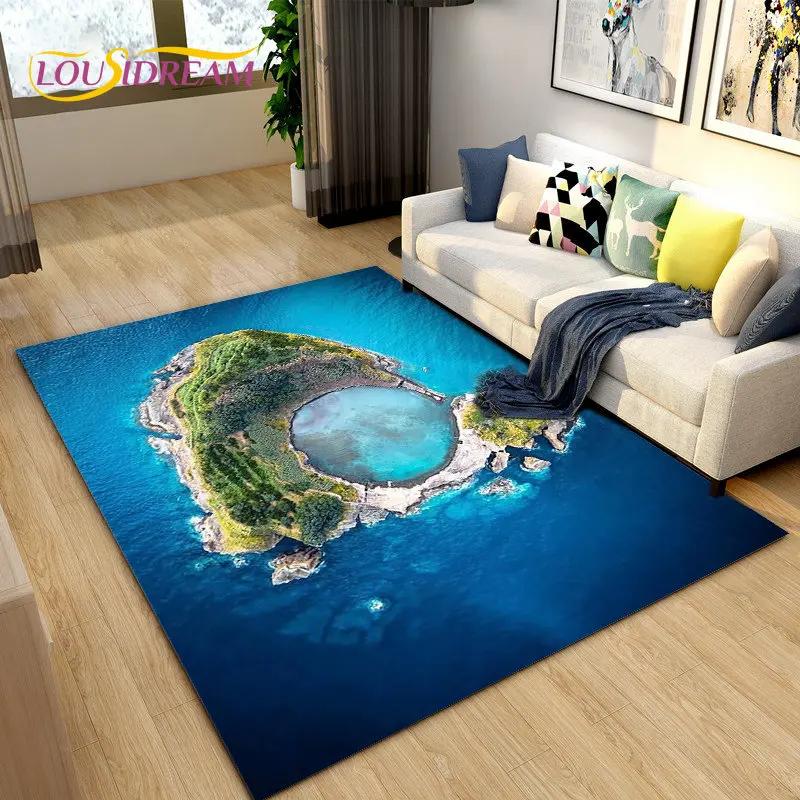 3D коврик с океаном, морской водой, пляжем, водным пейзажем, коврик для гостиной, спальни, дивана, коврик для двери, детский нескользящий напольный коврик