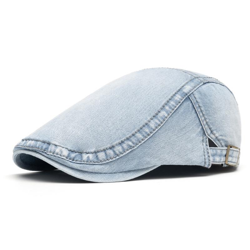 Washed light board denim cap men's forward hat British newsboy hat women's beret painter hat
