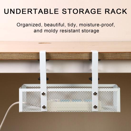 Rack Large Side Opening No Drill Hollow Cable Management Tray Desk Cable