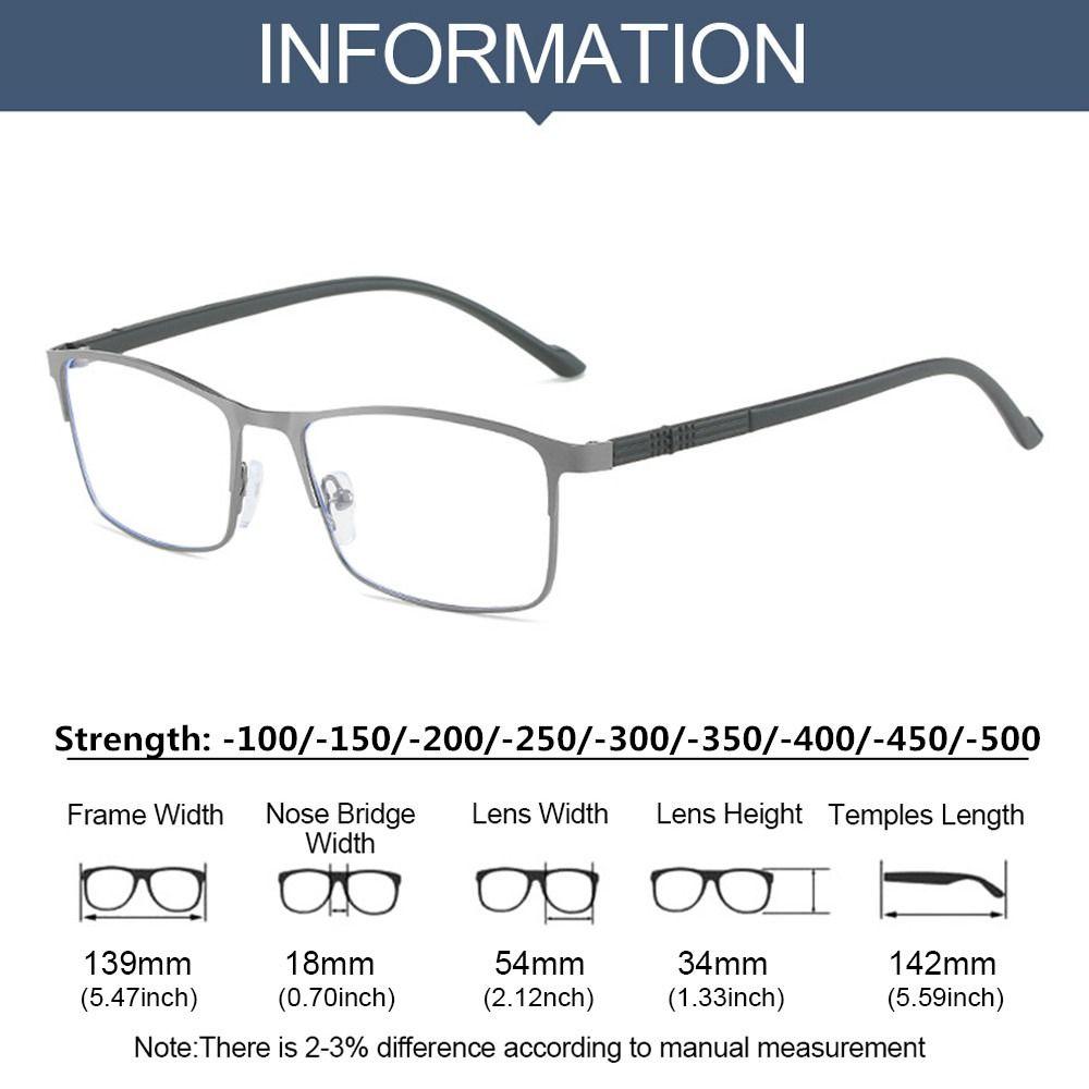 New Fashion Full Frame Metal Ultra Light Myopia Glasses Vision Care Eyeglasses Blue Light Blocking