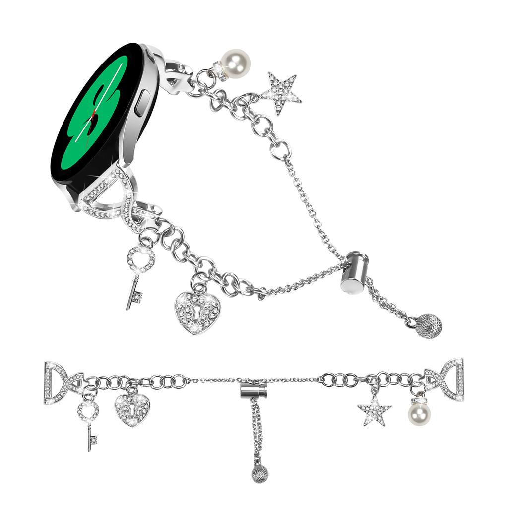 20mm Metal Strap X-Type Silver For Huami Amazfit Active/GTR Mini/Bip 3 Pro/Bip 3/GTS 4 Mini Watch Band Single Loop Pearl Chain