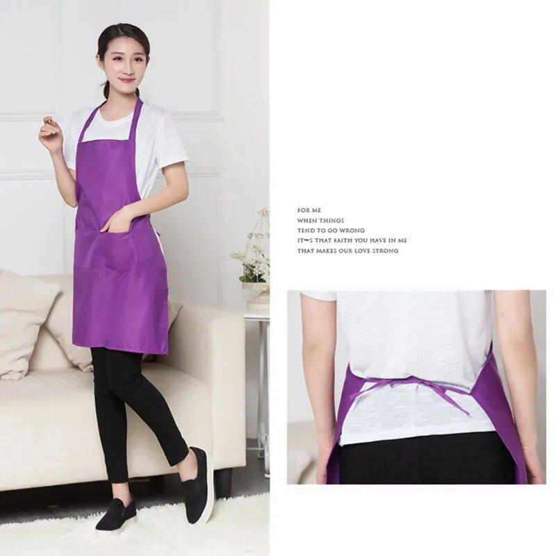 Pure Colors Plain Aprons For Chefs Cooking Bib Restaurant With Front Pocket New Hot Women Men 1PC Home Kitchen  Supply