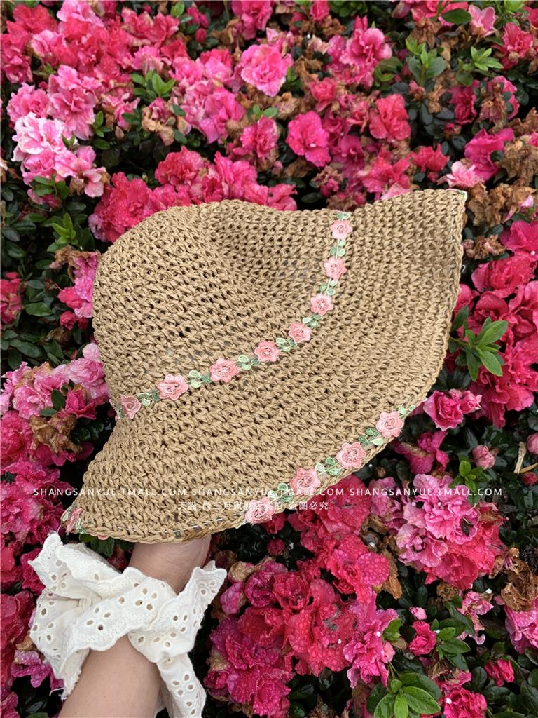 Оригинальные соломенные женские шляпы с цветочным декором, летние корейские модные универсальные дышащие солнцезащитные кепки с цветочным принтом для пляжа