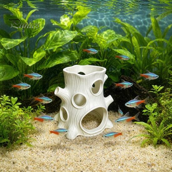 Экологичное украшение для аквариума, 2 шт., 3D-печать, коряга для аквариума, укрытие для рыб, ландшафтные художественные украшения, множество отверстий для укрытия