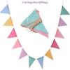 Colorful Jute Linen Flags Pennant Birthday Bunting Banners Wall Hanging Wedding Hanging Banner 2 strings/24Flags
