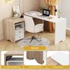 L-образный компьютерный стол со шкафом для ящиков Современный белый деревянный стол для ноутбука Прочный несущий деревянный письменный стол для домашнего офиса