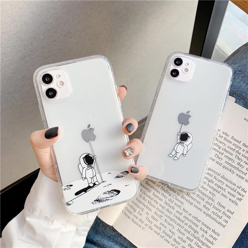 Чехол для iPhone 14 Pro Max Космический астронавт Полностью закрывающий Apple 15 Pro Защитный чехол Прозрачный 13 Мягкий чехол