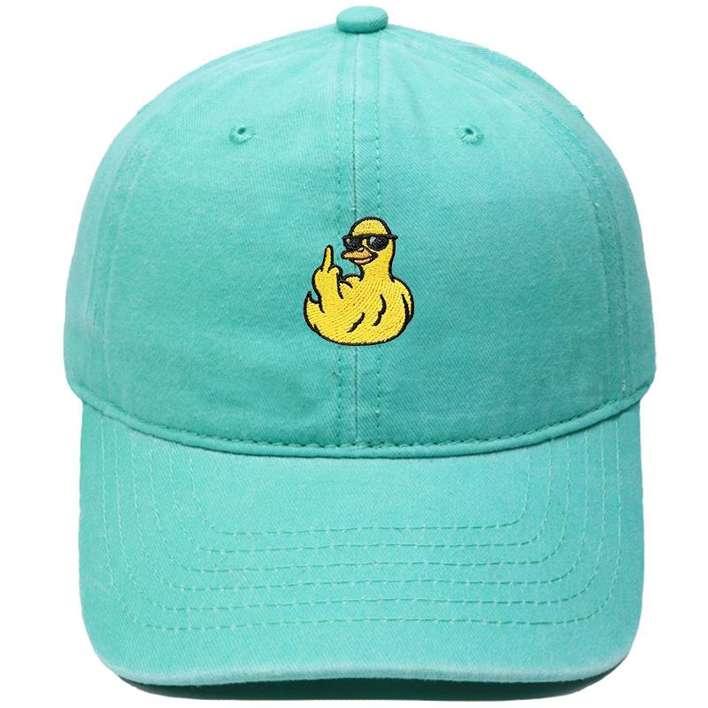 Cute sunglasses little yellow duck embroidered baseball cap washed retro dad hat hip hop men's and women's casual hat trend