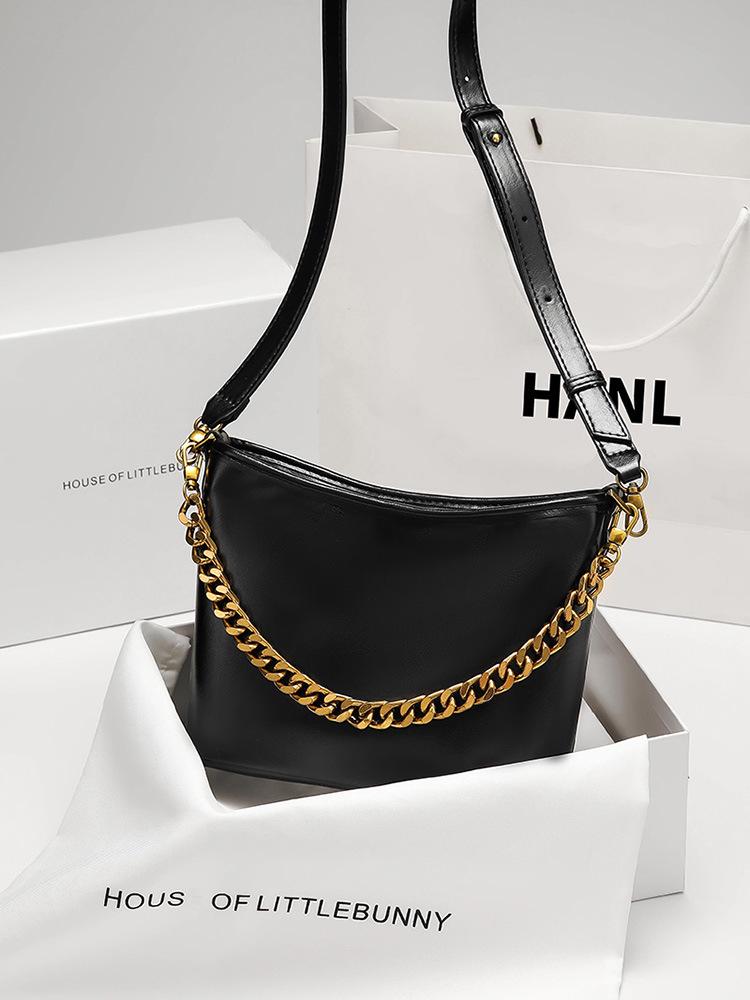 2025 Высококлассная европейская и американская ретро сумка-ведро на цепочке Ян - Универсальная, простая, вместительная сумка