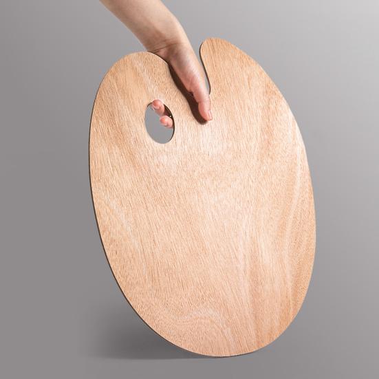 Durable Beech Wood Palette Wooden Paint Palette, Square Oval Shaped Artist Painting Tray with Large Thumb Hole for Acrylic Watercolor Oil Paint,