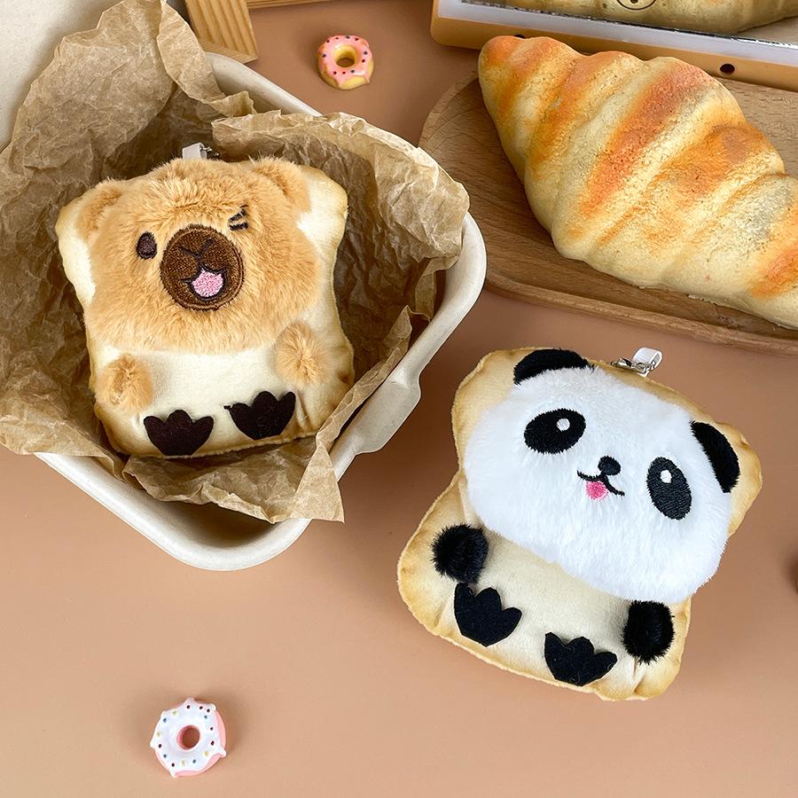 Cartoon Toast Bread Kapibala Panda Pendant Plush Toy Capybara Doll Bag Hanging Rag Doll