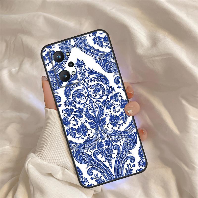Сине-белый фарфоровый чехол для Realme 15 14 11 12 13 Pro Plus C65 C67 C71 C63 C61 C55 C51 C53 C35 C75 GT6 GT7 Pro