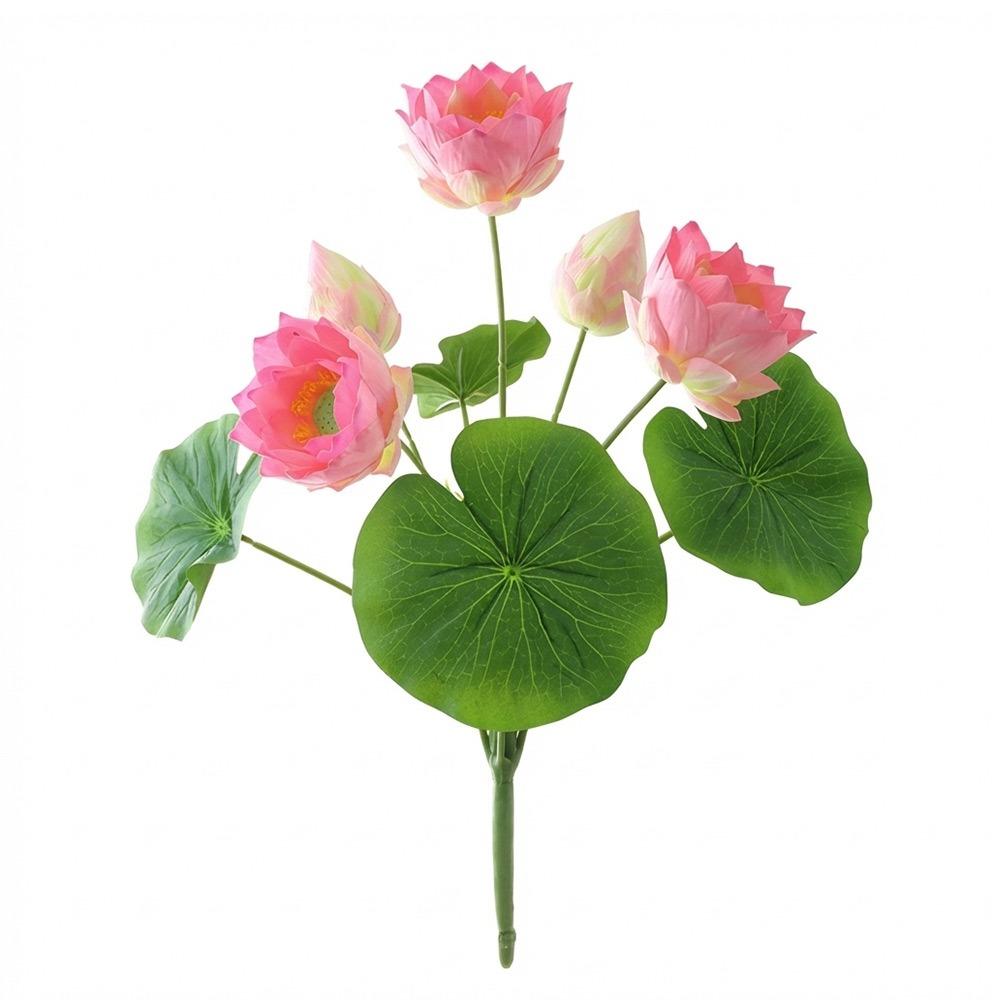 Multicolor Lotus Artificial Flower Silk Flower DIY Lifelike Flower Green Lotus Leaves Simulation Lotus Flower Desktop Ornament