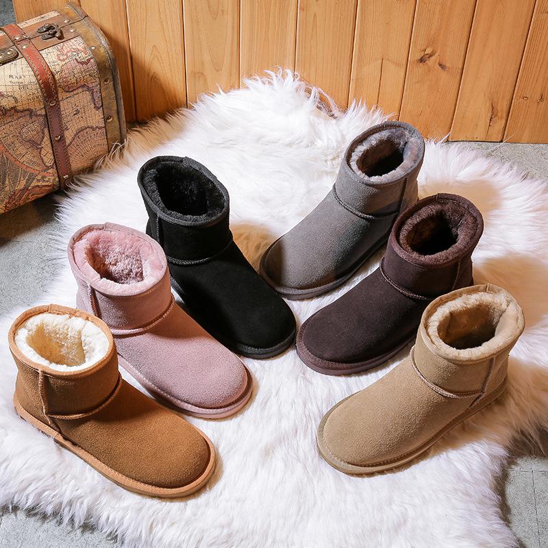 Women's Short Snow Boots - Warm Cowhide, Non-Slip, Versatile Korean Style for Autumn & Winter