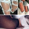 ALL-FASHION-MALL Women's Crystal Stone Fishnet Elastic Stockings Fish Net Tights Pantyhose Socks
