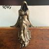 Matte Black Resin Ornament 3D Printed Reaper Goddess Figurine Ornaments, Dark Style Sculpture, Faceless Black-robed Statue Gothic for Desktop