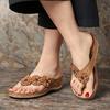 Summer New Flower Sandals Car Line Platform Toe Slippers Large Size Retro Beach Flip-flops