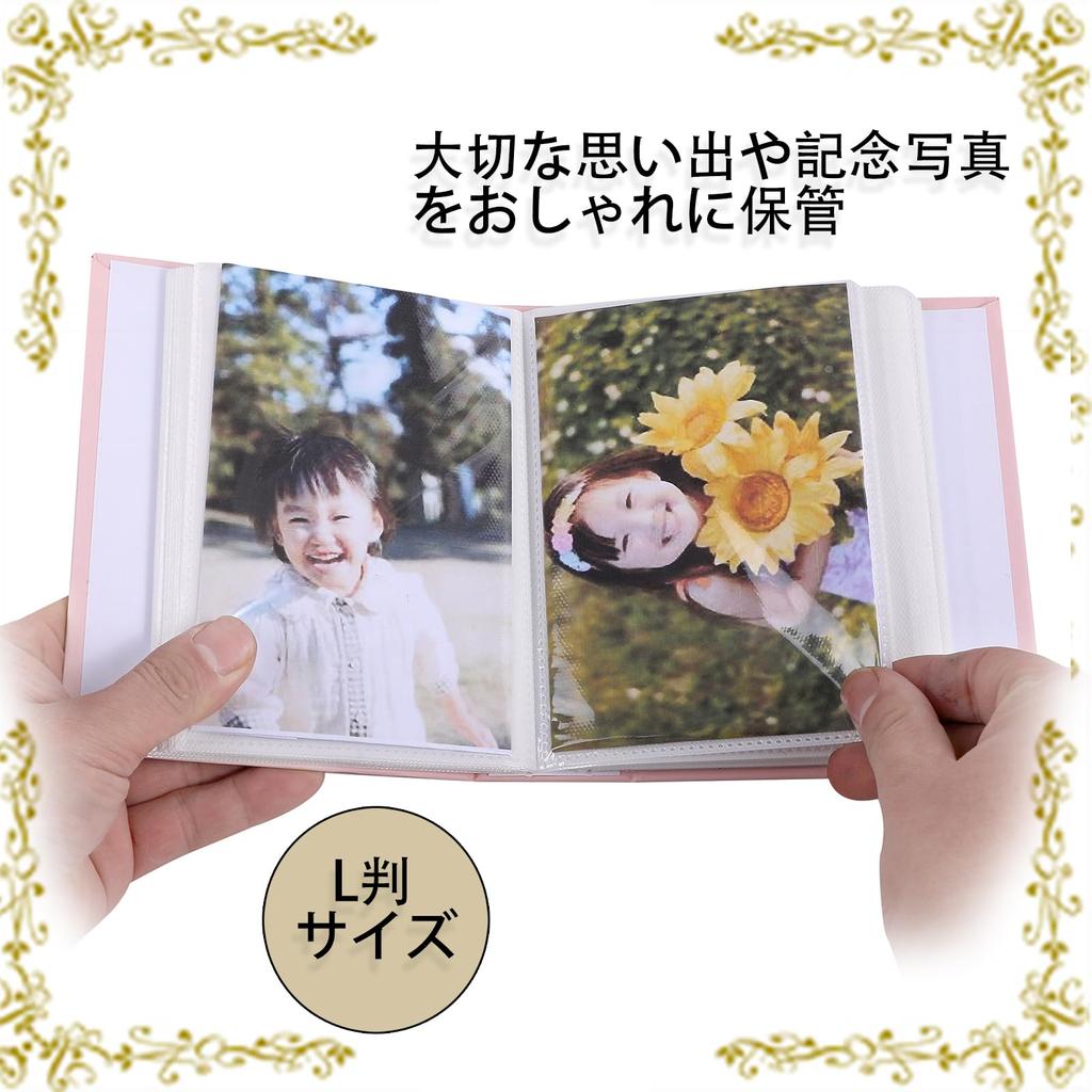 Pureseek Photo Album, 3-Color Set, Large Size, Holds 100 Photos, Large Capacity, Portable, Cute