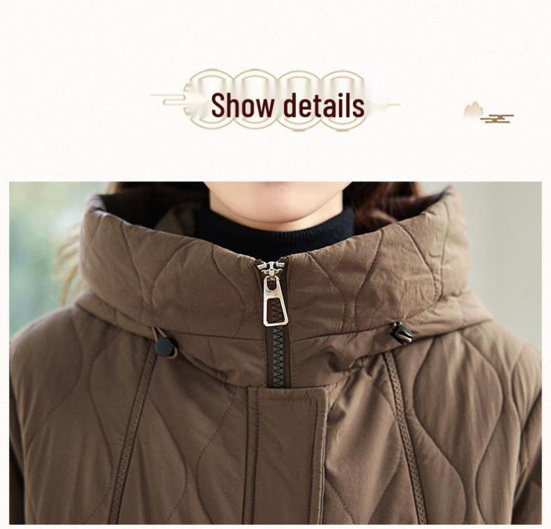 Женская флисовая хлопковая куртка большого размера средней длины, стеганое теплое стильное пальто для мамы среднего возраста