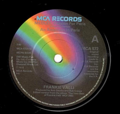 7inch Record FRANKIE VALLI - Medley: Passion For Paris MCA572PROMO MCA Records 1979 UK Dance & Electronica Used