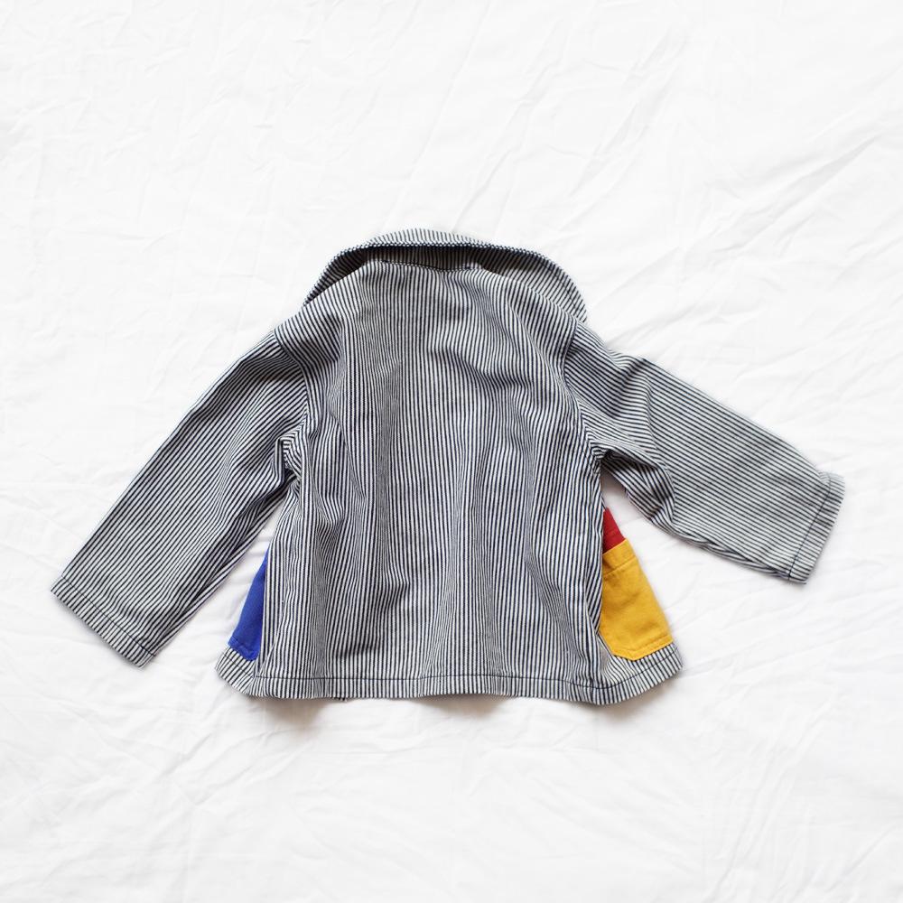 ANKRT Полосатая джинсовая куртка свободного кроя для девочек и пальто в стиле колор-блок для мальчиков