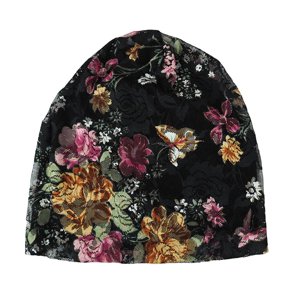 Women India Muslim Stretch Turban Hat Lace Hair Print Loss Head Scarf Wrap