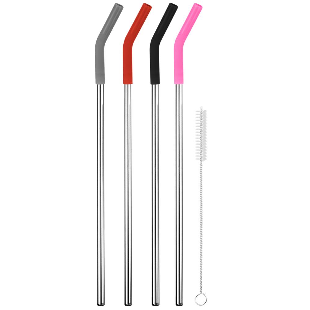 4Pcs Stainless Steel Straw with Silicone Tip Straw Brush Stainless Steel Straws Replacement with Cover for Stanley 40oz Tumbler
